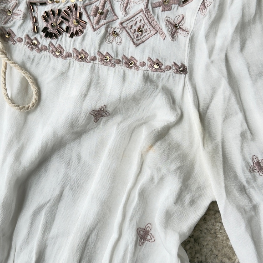 Fate Embroidered White Boho Blouse Size Small - Picture 14 of 14